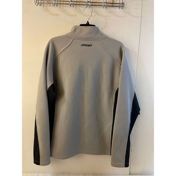 Spyder 1/4 zipper core ribbed sweater gray black large mens #64902 *READ - Picture 7 of 8